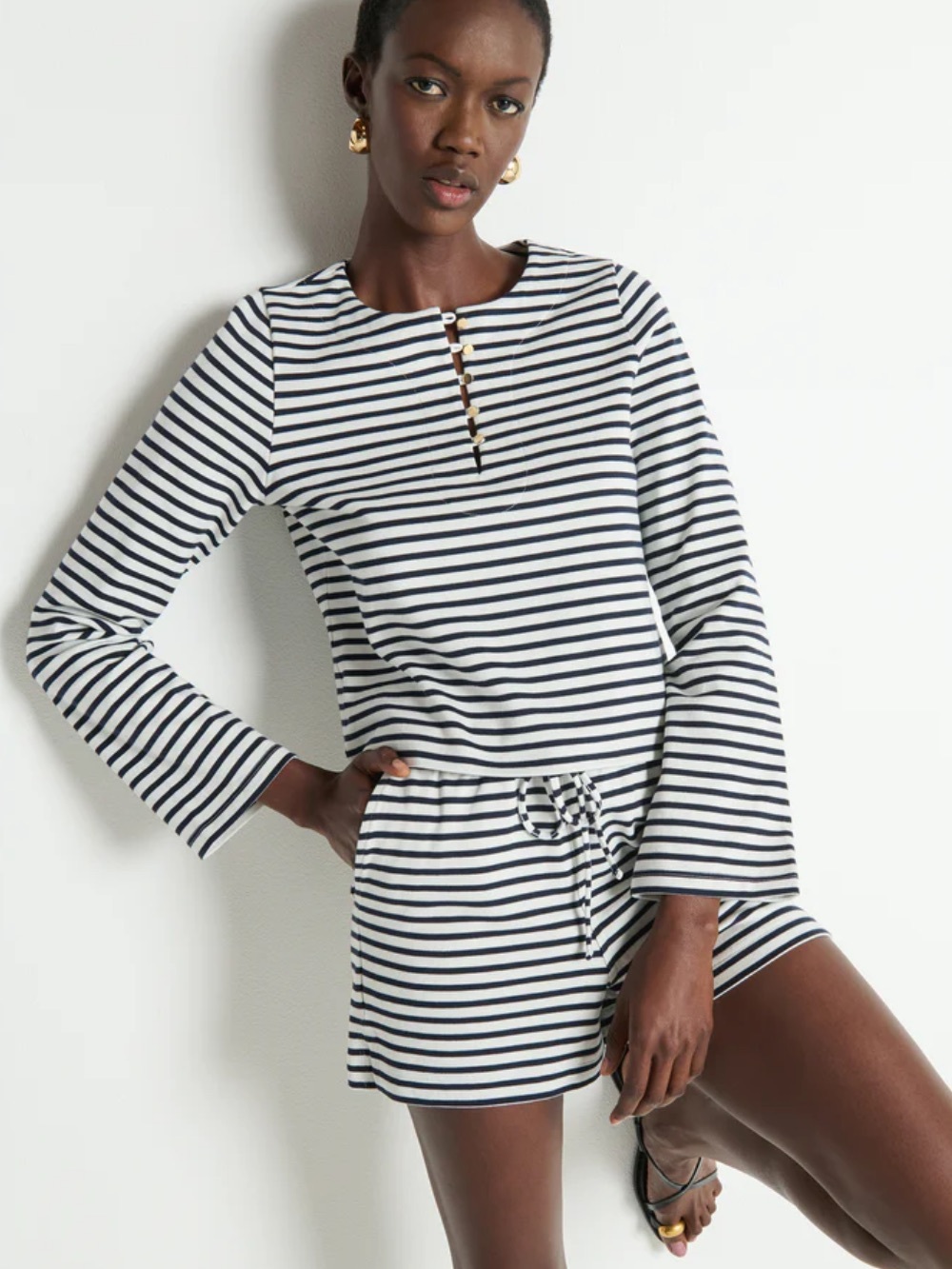 Nation Los Angeles Stacey Stripe Drawstring Pocket Cotton Shorts NEW Size Medium - Picture 2 of 12